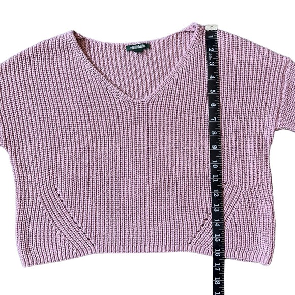Wild Fable Cropped Sweater Purple Sparkly V-Neck Size Small S Long Sleeve Crop - Picture 8 of 10